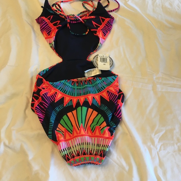 Mara Hoffman Swim Reversible Lace Back One Piece Swimsuit Sunspoke XS Multi NWT - Picture 2 of 4